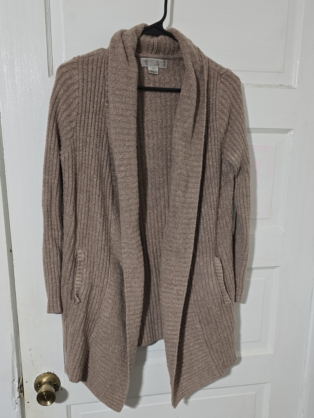 Barefoot Dreams Open-Front Ribbed Cardigan - Taupe